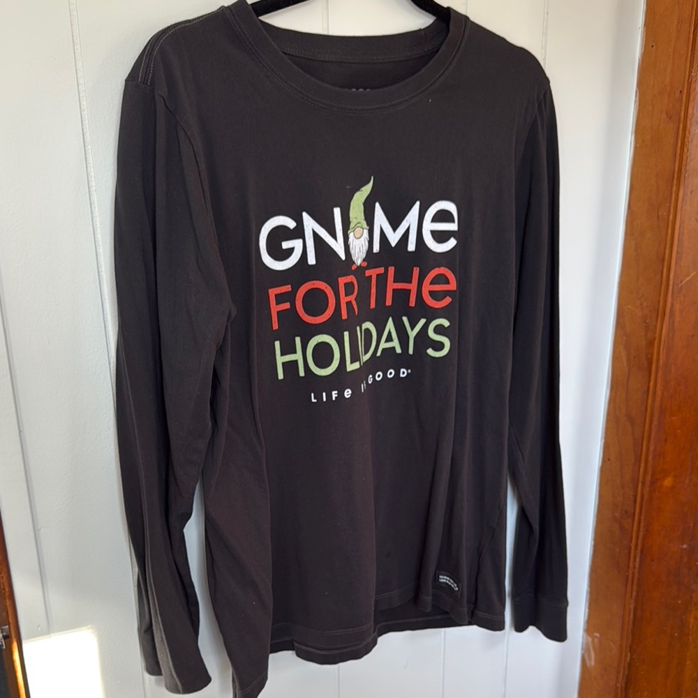 Life is Good Black 'Gnome for the Holidays' Long Sleeve Shirt